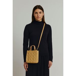 ZARA Quilted Satchel Style‎ Small Tote Bag Mustard Yellow